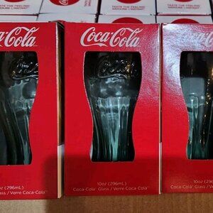 2 Coca Cola 6" Green Glass In Box 10oz Promo Glasses